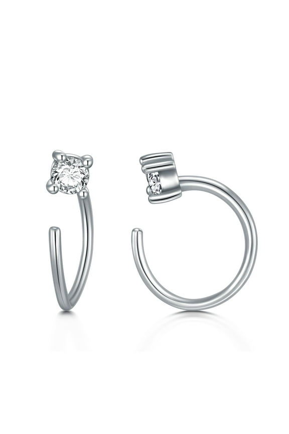 Hoop Earrings 925 Sterling Silver CZ Open Hoop Earrings Hypoallergenic Lightweight Drop Dangle Threader Half Hoops for Women