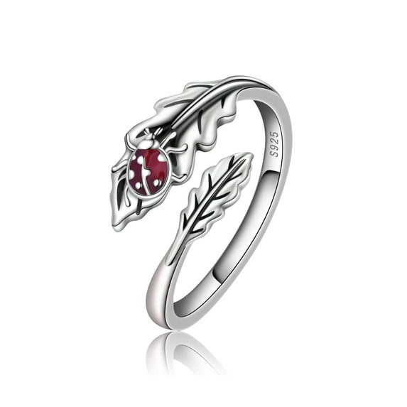 CHIC & ARTSY Ladybug Ring 925 Sterling Silver Ladybug Spoon Rings Cute Ladybug Ring Fashion Ladybug Rings for Women Adjustable Animal Open Ring