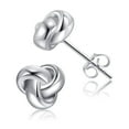 thumbnail image 1 of Chic & Artsy Love Knot Earrings Gold Plated 925 Sterling Silver Tri-tone White,Yellow,Rose Love Knot Stud Earrings, 1 of 7