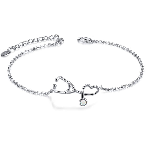 Chic & Artsy Opal Bracelet 925 Sterling Silver Synthetic Opal Bracelet