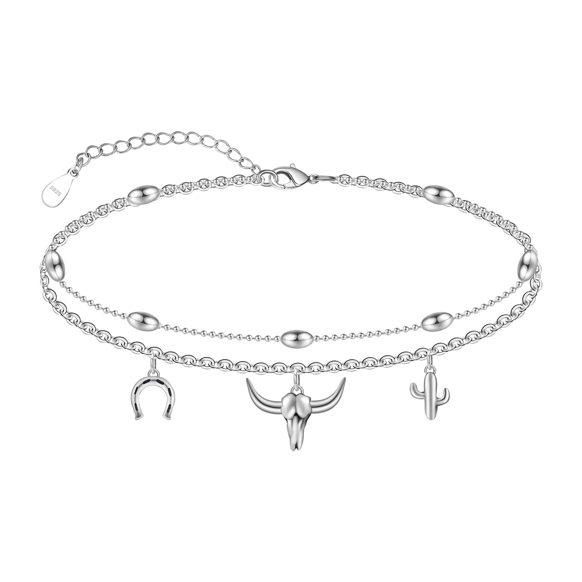 CHIC & ARTSY Sterling Silver Anklet - Hypoallergenic, Adjustable, Layered, Perfect for Beach or Everyday Wear