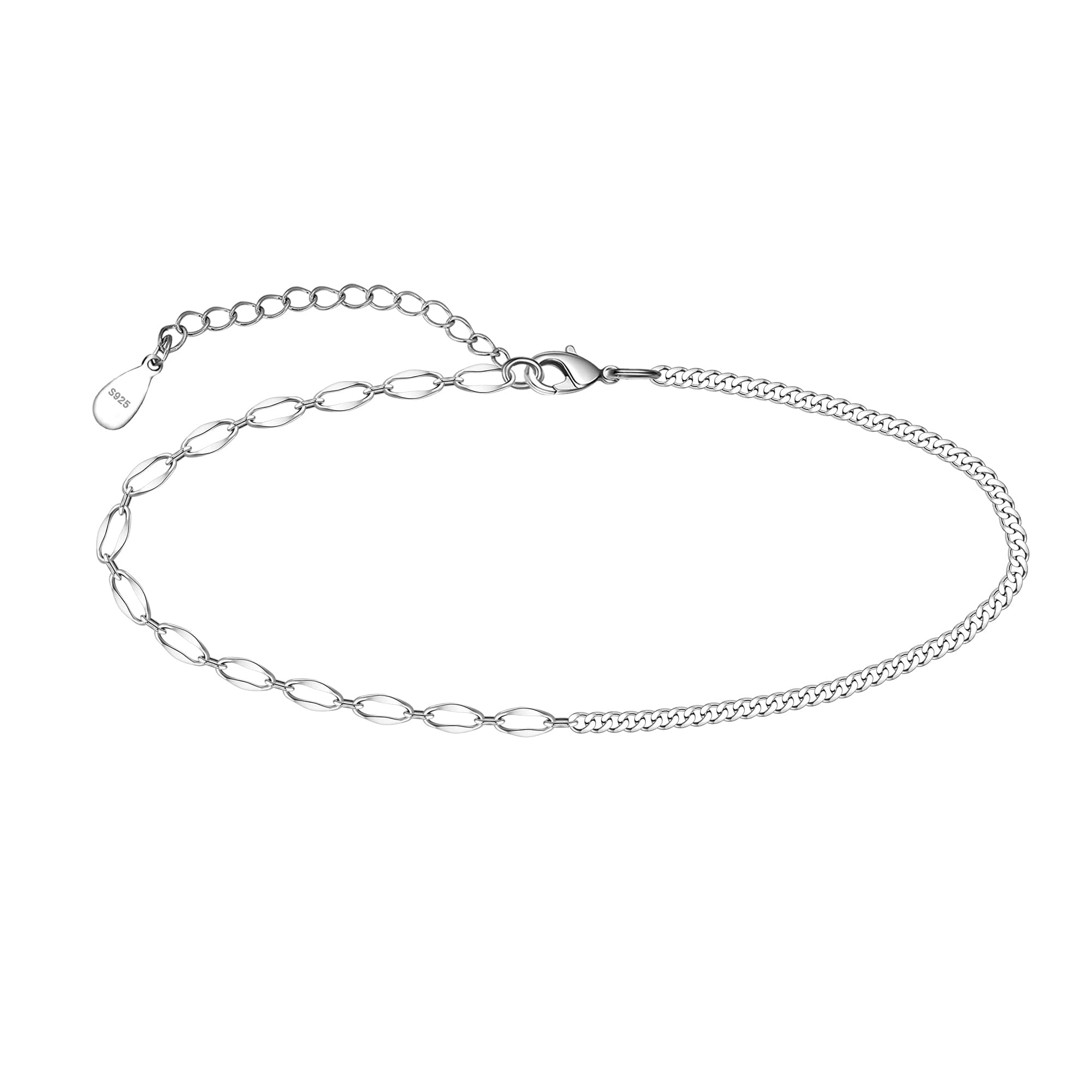 CHIC & ARTSY Sterling Silver Minimalist Anklet, 10.7 inches, Silver, Hypoallergenic, Chain Anklet, Adjustable for Any Occasion