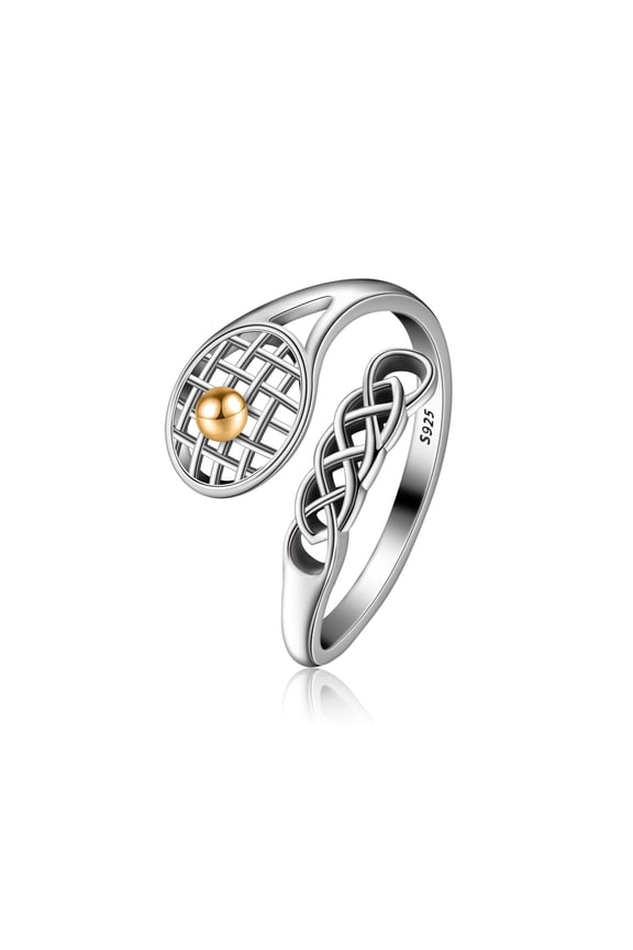 Sterling Silver Spoon Ring - Celtic Knot Spoon Finger Ring for Women - Adjustable Open Ring