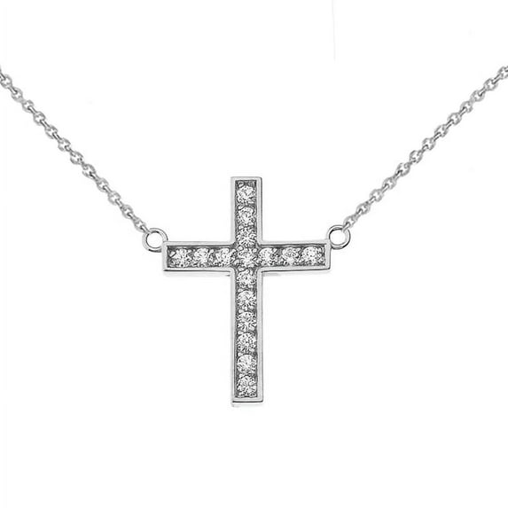 CHIC CZ CROSS NECKLACE IN 14K WHITE GOLD : Pendant with 18" chain