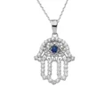 thumbnail image 1 of CHIC DIAMOND & BLUE SAPPHIRE HAMSA PENDANT NECKLACE IN WHITE GOLD, 1 of 1