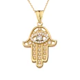 thumbnail image 1 of CHIC DIAMOND HAMSA EVIL EYE PENDANT NECKLACE IN YELLOW GOLD, 1 of 1