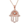 thumbnail image 1 of CHIC DIAMOND & OPAL HAMSA PENDANT NECKLACE IN ROSE GOLD :  14K  Pendant with 22" chain, 1 of 1