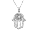 thumbnail image 1 of CHIC DIAMOND & WHITE TOPAZ HAMSA PENDANT NECKLACE IN WHITE GOLD :  10K  Pendant with 18" chain, 1 of 1