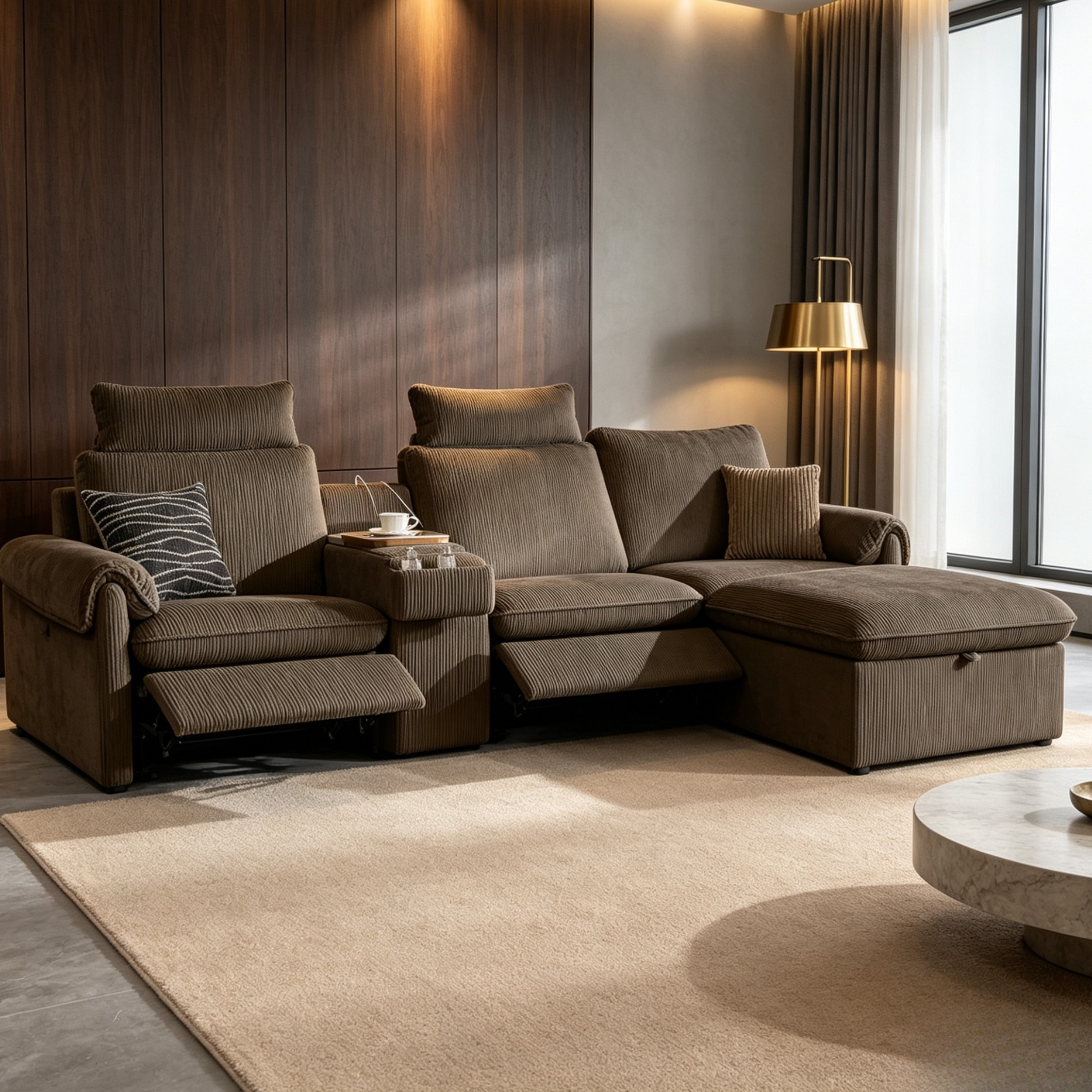 CHIC HOUSE 126 Modular Power Reclining L Shaped Sectional Sofa With Storage Ottoman Console 3 Seat Extra Wide Corduroy Couch With Chaise Brown: Pros, Caveats, and Pricing