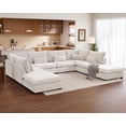 thumbnail image 1 of CHIC HOUSE 168" Oversized Modular Sofa, Extra Deep Cloud Chenille Sectional Couch with Ottoman Chaise, Fluffy 8 Seat U-Shaped Sofa for Living Room, Villa, White, 1 of 10