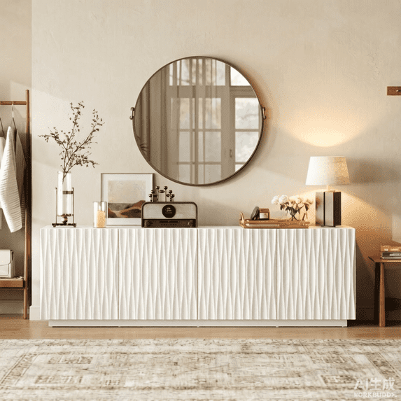 CHIC HOUSE 70" Sideboard Buffet Cabinet with Storage, White