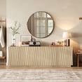thumbnail image 1 of CHIC HOUSE 70" Sideboard Media Cabinet with Storage, Fluted Wood Buffet Cabinet, Media Console TV Stand Wood Credenza for Living Room, Oak, 1 of 11