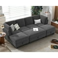 thumbnail image 1 of CHIC HOUSE 111" Sectional Sofa with Storage Ottoman Chaise, Corduroy U Shaped Sofa Convertible Sectional Couches for Living Room, 6 Seater Corner Modular Sofa with Deep Seat Throw Pillows, Gray, 1 of 8