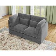 CHIC HOUSE Cloud Modular Sectional Sofa, Oversized Deep Seat Chenille Couch with Ottoman,Loveseat for Living Room, Apartment, Villa,FSC-Certified, White
