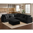 thumbnail image 1 of CHIC HOUSE 126" Oversized Modular Sofa, Extra Deep Cloud Sectional Couch with Ottoman Chaise, Fluffy Corduroy Corner V Shape Sofa for Living Room, Villa, Black, 1 of 10