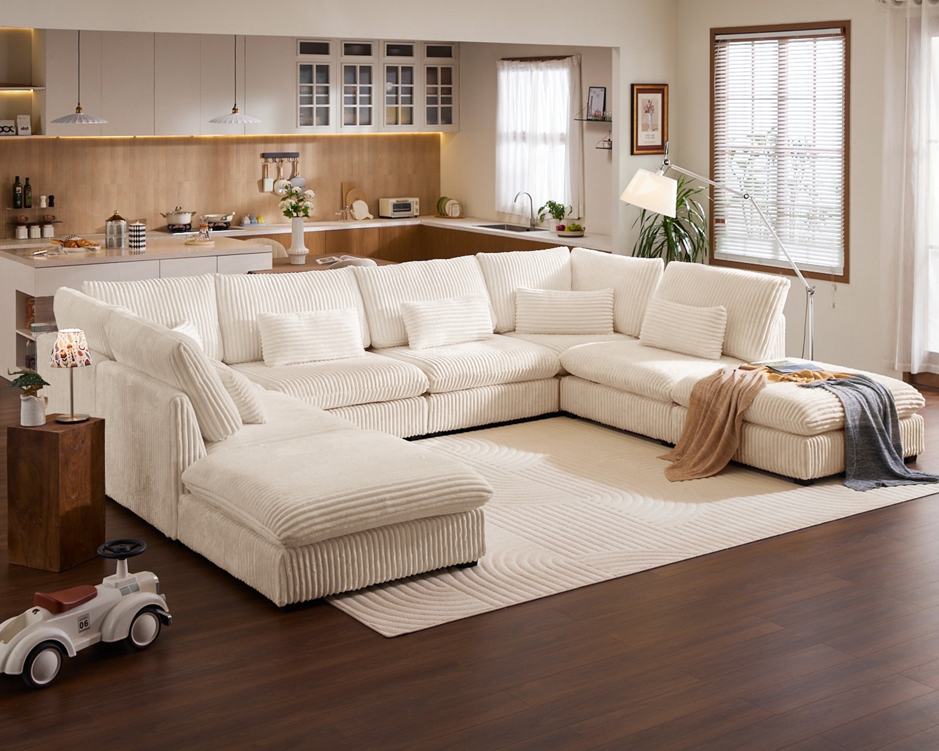 Chic House 160 U Shaped Sectional Couch With Reversible Chaise 8