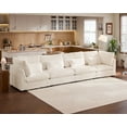 thumbnail image 1 of CHIC HOUSE 168" Oversized Modular Sofa, Extra Deep Cloud Corduroy Sectional Couch with Ottoman Chaise, Fluffy 4 Seater Sofa for Living Room, Villa, White, 1 of 10