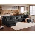 thumbnail image 1 of CHIC HOUSE 168" Oversized Modular Sofa, Extra Deep Cloud Corduroy Sectional Couch with Ottoman Chaise, Fluffy 6 Seat U-Shaped Sofa for Living Room, Villa, Black, 1 of 10