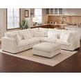 thumbnail image 1 of CHIC HOUSE Oversized Modular Sofa,Extra Deep Cloud Corduroy Sectional Couch with Ottoman Chaise,FSC Certified Fluffy Chenille 4 Seat L-Shaped Sofa for Living Room,Villa, 1 of 10