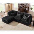 thumbnail image 1 of CHIC HOUSE Oversized Modular Sofa,Extra Deep Cloud Corduroy Sectional Couch with Ottoman Chaise,FSC Certified Fluffy Chenille 6 Seat U-Shaped Sofa for Living Room,Villa, 1 of 9