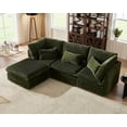 thumbnail image 1 of CHIC HOUSE Oversized Modular Sofa,Extra Deep Cloud Corduroy Sectional Couch with Ottoman Chaise,FSC Certified Fluffy Chenille 3 Seater Sofa for Living Room,Villa, 1 of 9