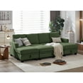 thumbnail image 1 of CHIC HOUSE 101" Sectional Sofa with Storage Ottoman Chaise, Corduroy Sleeper Sofa Convertible Sectional Couches for Living Room, 8 Seater Corner Modular Sofa with Deep Seat Throw Pillows, Green, 1 of 10