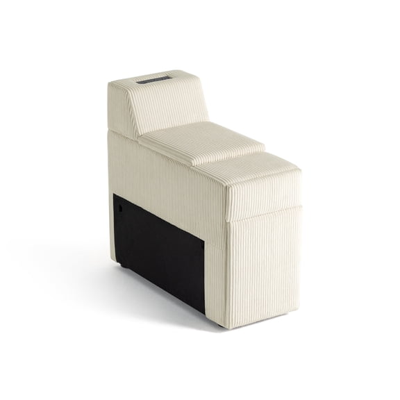 CHIC HOUSE Cordelia Corduroy Modular Sofa Console with Storage, Cup Holders and Charging, Beige