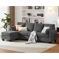 thumbnail image 1 of CHIC HOUSE 100" Modular Sectional Couches for Living Room, 4-Seat Oversized L-Shaped Sofa with Movable Storage Ottoman, Comfy Corduroy Couch with Deep Seat & Throw Pillows, Dark Grey, 1 of 11