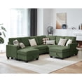 thumbnail image 1 of CHIC HOUSE 106" L Shaped Sectional Sofa with Storage Ottoman Chaise, Corduroy Sofa Convertible Sectional Couches for Living Room, 8 Seater Corner Modular Sofa with Deep Seat Throw Pillows, Green, 1 of 10