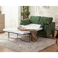 thumbnail image 1 of CHIC HOUSE Pull Out Sofa Bed Couch Full Size with Mattress USB, Convertible Sleeper Sofa Loveseat for Small Spaces RV, Chenille Pull Out Couch Bed for Living Room with Cup Holders LED Lights, Green, 1 of 9