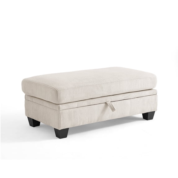 CHIC HOUSE Middle Module for Modular Sectional Sofa Corduroy Customizable Chaise Storage Ottoman for Sectional Sofa,Armrest, Single/Double Seater,Beige