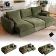 thumbnail image 1 of CHIC HOUSE 104" Electric Extendable Sofa Bed with Triple Motor, Convertible Smart Power Reclining Sleeper Sofa Deep Seat 3-Seat Couch with Solid Wood Frame in Velvet, Green, 1 of 11