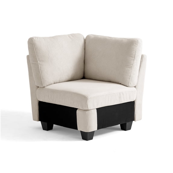 CHIC HOUSE Middle Module for Modular Sectional Sofa Corduroy Sofa Corner Module for Modular Sleeper Couch,Beige