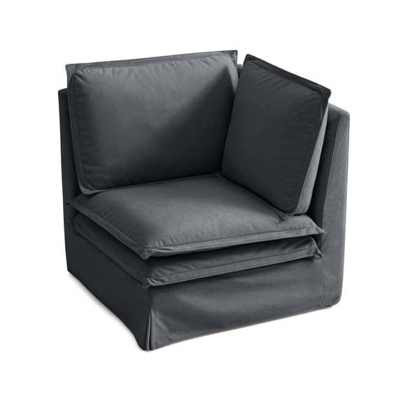 CHIC HOUSE Modular Deep-Seat Corner Seat for Sectional Sofa, Removable Washable Slipcover, Waterproof & Pet-Scratch-Resistant, Comfy Cloud Couch with Dual-Layer Cushion for Living Room, Gray