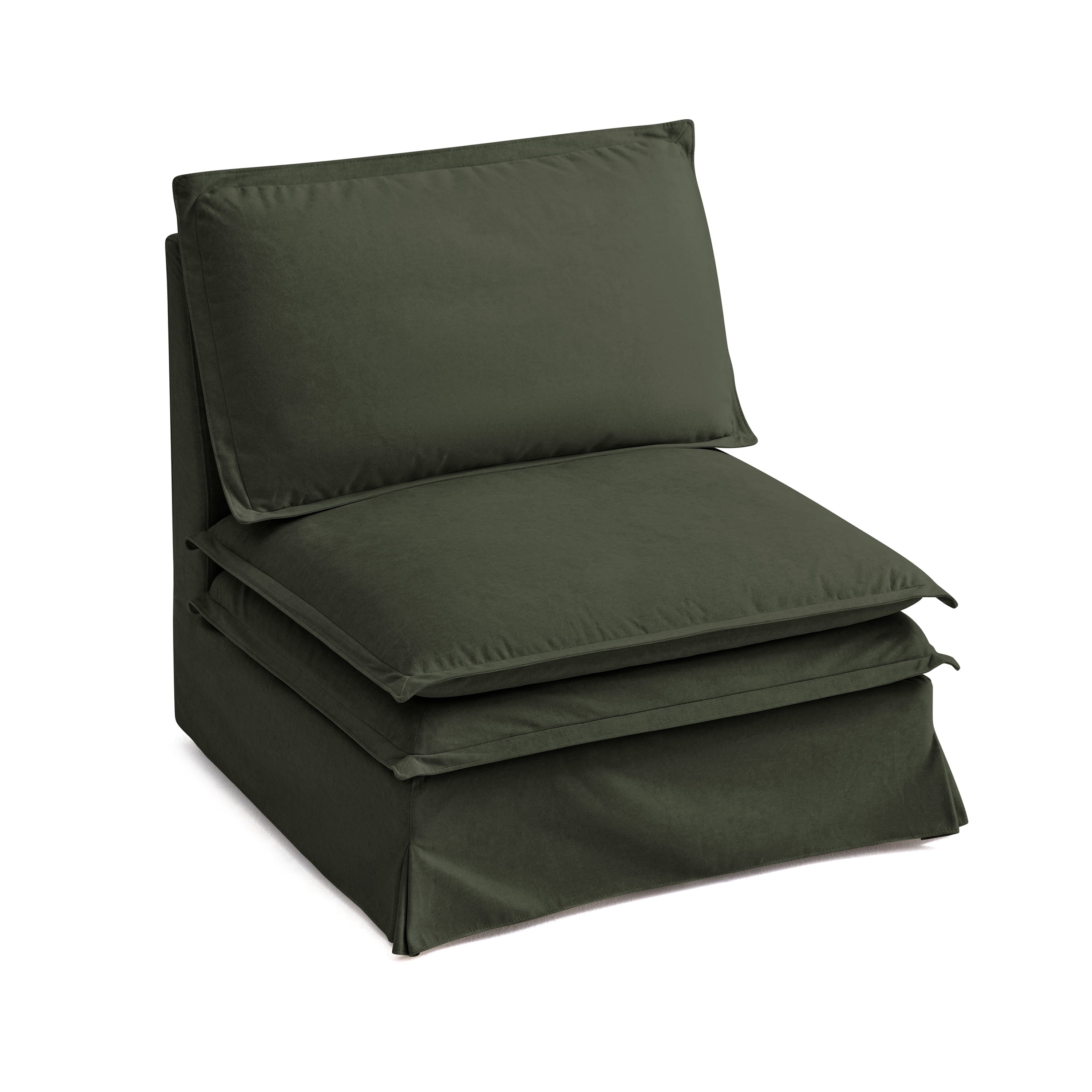 CHIC HOUSE Modular Deep Single Seat for Sectional Sofa, Removable Washable Slipcover, Waterproof & Pet-Scratch-Resistant, Comfy Cloud Couch with Dual-Layer Cushion for Living Room, Green