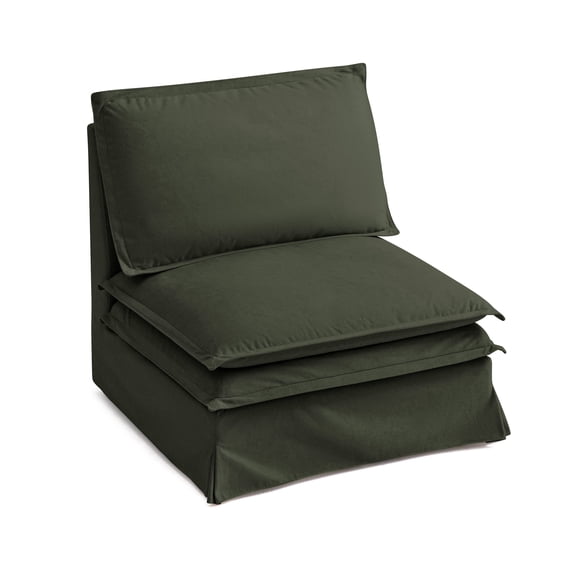CHIC HOUSE Modular Deep Single Seat for Sectional Sofa, Removable Washable Slipcover, Waterproof & Pet-Scratch-Resistant, Comfy Cloud Couch with Dual-Layer Cushion for Living Room, Green