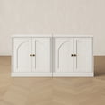 thumbnail image 1 of CHIC HOUSE 63" Storage Cabinet Set of 2 with Doors & Shelves, Modular Fluted Accent Arched Sideboard Buffet Cabinet, Coffee Bar Kitchen Pantry, Media Console Cabinet for Living Room, Bedroom, White, 1 of 11