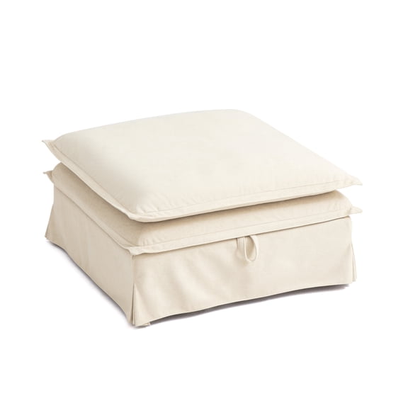 CHIC HOUSE Modular Reversible Storage Ottoman for Sectional Sofa, Removable Washable Slipcover, Waterproof & Pet-Scratch-Resistant Fabric, Comfy Cloud Couch with Dual Cushion for Living Room, Beige