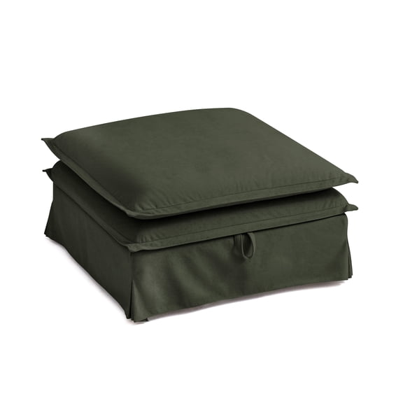 CHIC HOUSE Modular Reversible Storage Ottoman for Sectional Sofa, Removable Washable Slipcover, Waterproof & Pet-Scratch-Resistant Fabric, Comfy Cloud Couch with Dual Cushion for Living Room, Green
