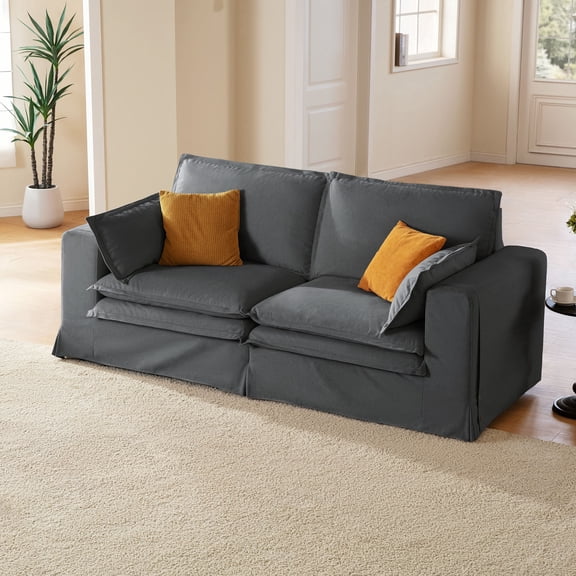 CHIC HOUSE Oversized 89" W Loveseat Sofa for Living Room, 2-Seater Couch with Removable Washable Slipcover, Waterproof & Pet-Scratch-Resistant, Comfy Cloud Couch with Dual-Layer Cushion, Gray