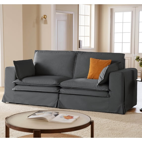 CHIC HOUSE Oversized 89" W Loveseat Sofa for Living Room, 2-Seater Couch with Removable Washable Slipcover, Waterproof & Pet-Scratch-Resistant, Comfy Cloud Couch with Dual-Layer Cushion, Gray