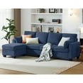 thumbnail image 1 of CHIC HOUSE 100" Modular Sectional Cloud Couch with Ottoman & Chaise, Oversized L-Shaped Corduroy Sofa Sleeper Couch with Storage for Living Room, Apartment, 4 Seats, Navy Blue, 1 of 9