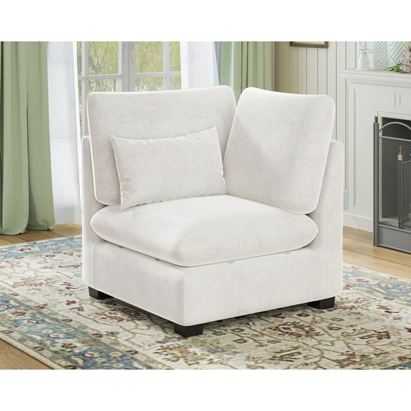 CHIC HOUSE Module Modular Oversized Couch Corduroy Customizable Chaise Chenille Fabric Ottoman Sectional Sofa Upholstered Convertible Seater Corner Couch