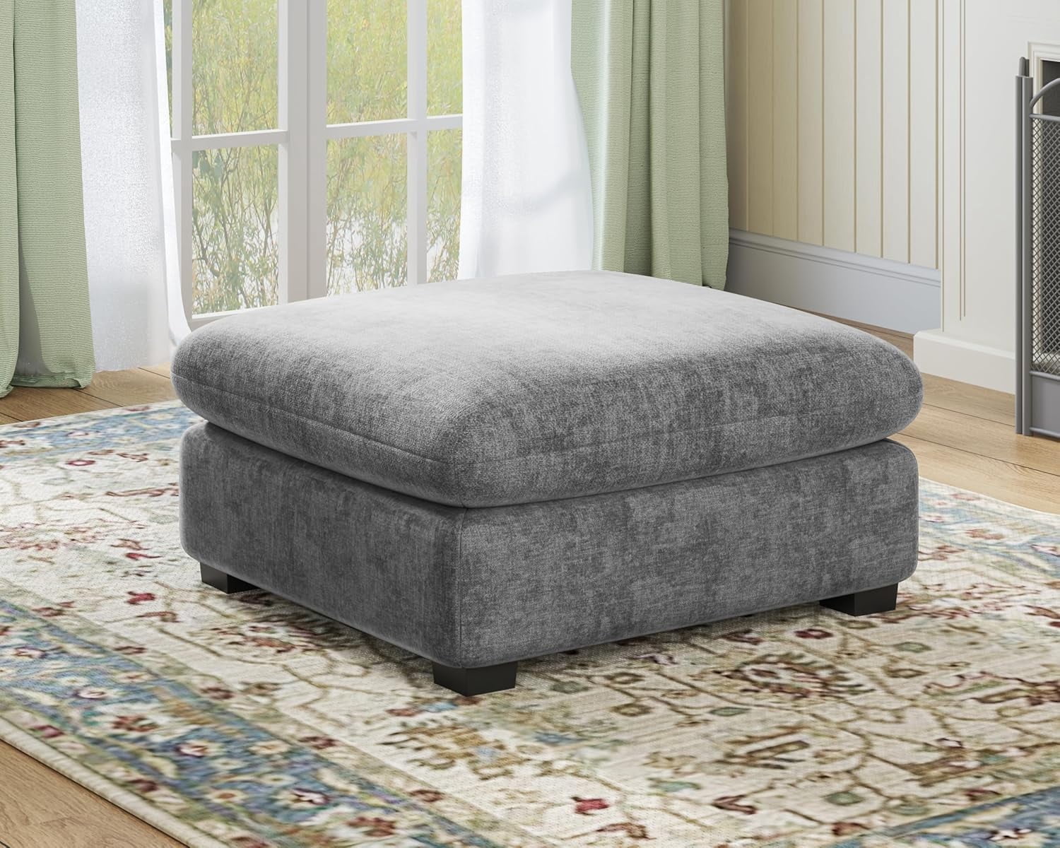 CHIC HOUSE Corduroy Modular Ottoman,Chenille Fabric Single Module for Oversized Sectional Couch,Custom Sofa Layout for Living Room