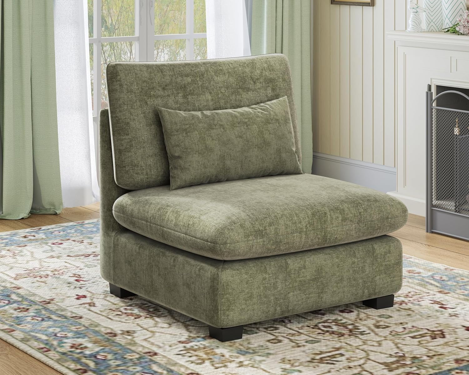 CHIC HOUSE Corduroy Modular Couch Seat,Single Convertible Sofa Module ...