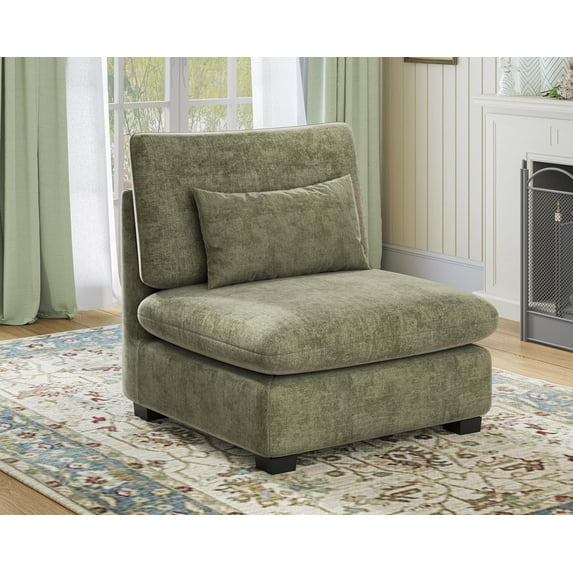CHIC HOUSE Corduroy Modular Couch Seat,Single Convertible Sofa Module,Oversized Sectional Unit with Chenille Fabric for Living Room