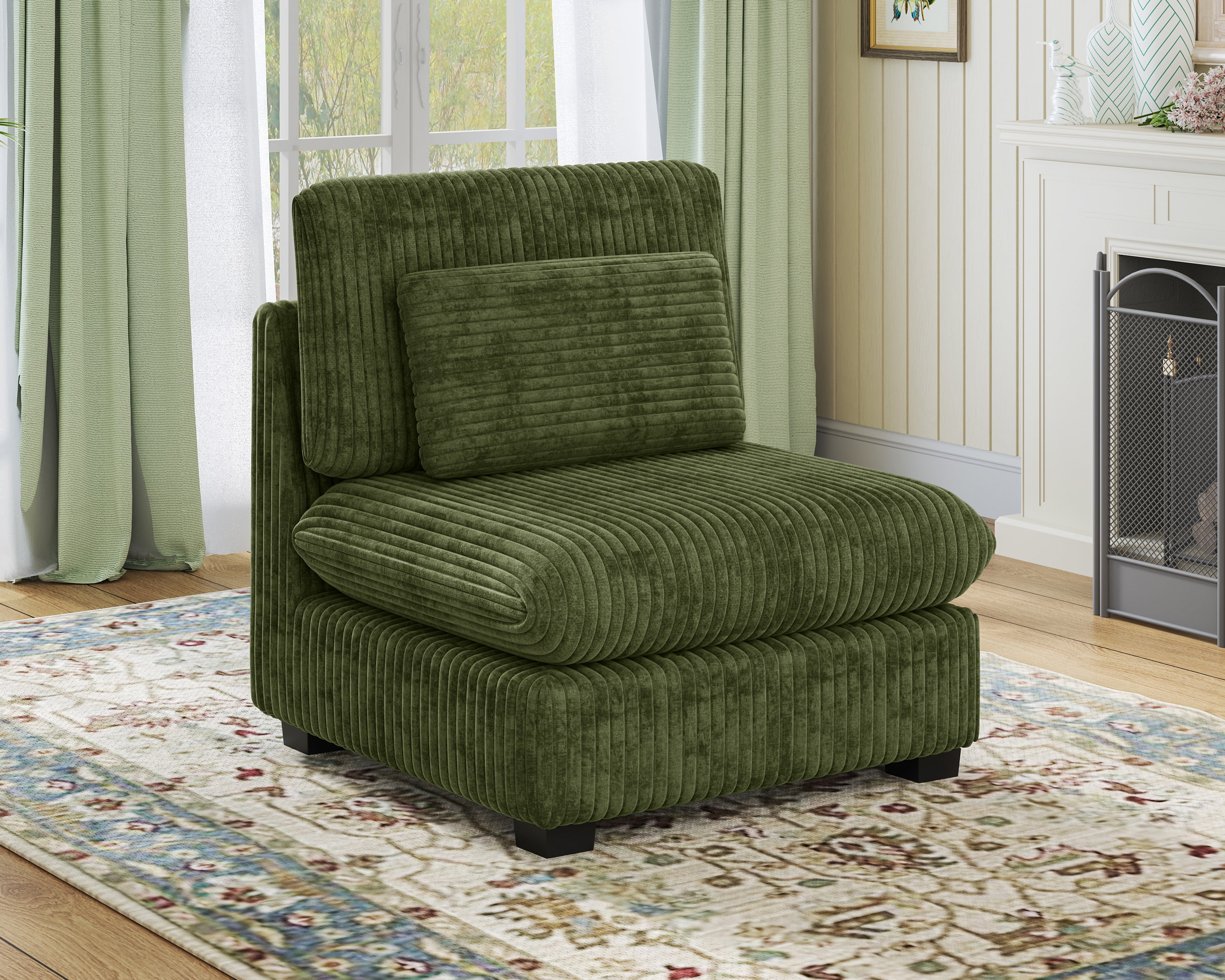 CHIC HOUSE Modular Sectional Couch Seat,Corduroy Upholstered Single ...