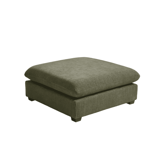 CHIC HOUSE Module for Modular Oversized Couch, Corduroy Customizable Chaise, Chenille Fabric Ottoman for Sectional Sofa, Upholstered Convertible Seater Corner (Single Ottoman, Chenille-Green)