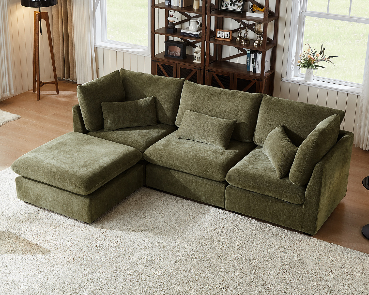 Chic House Oversized Modular Sofa Extra Deep Cloud Corduroy Sectional