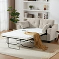 thumbnail image 1 of CHIC HOUSE Pull Out Sofa Bed Couch Full Size with Mattress USB, Convertible Sleeper Sofa Loveseat for Small Spaces RV, Corduroy Pull Out Couch Bed for Living Room with Cup Holders LED Lights, Beige, 1 of 9
